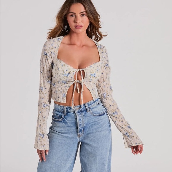 Windsor Tops - Windsor Floral Tie-Front Top
